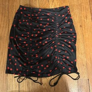 princess polly red and black heart patterned mini skirt